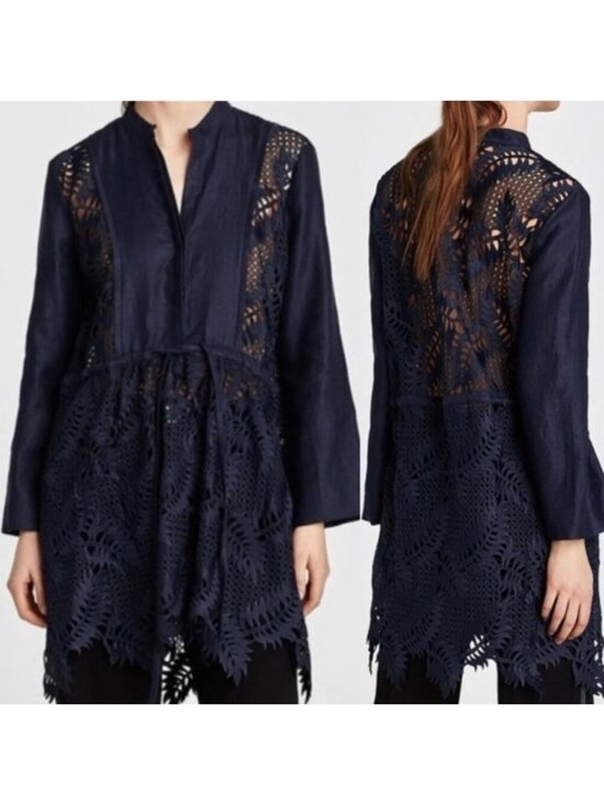 Zara Other - Zara Linen Eyelet Lace Tunic Dress